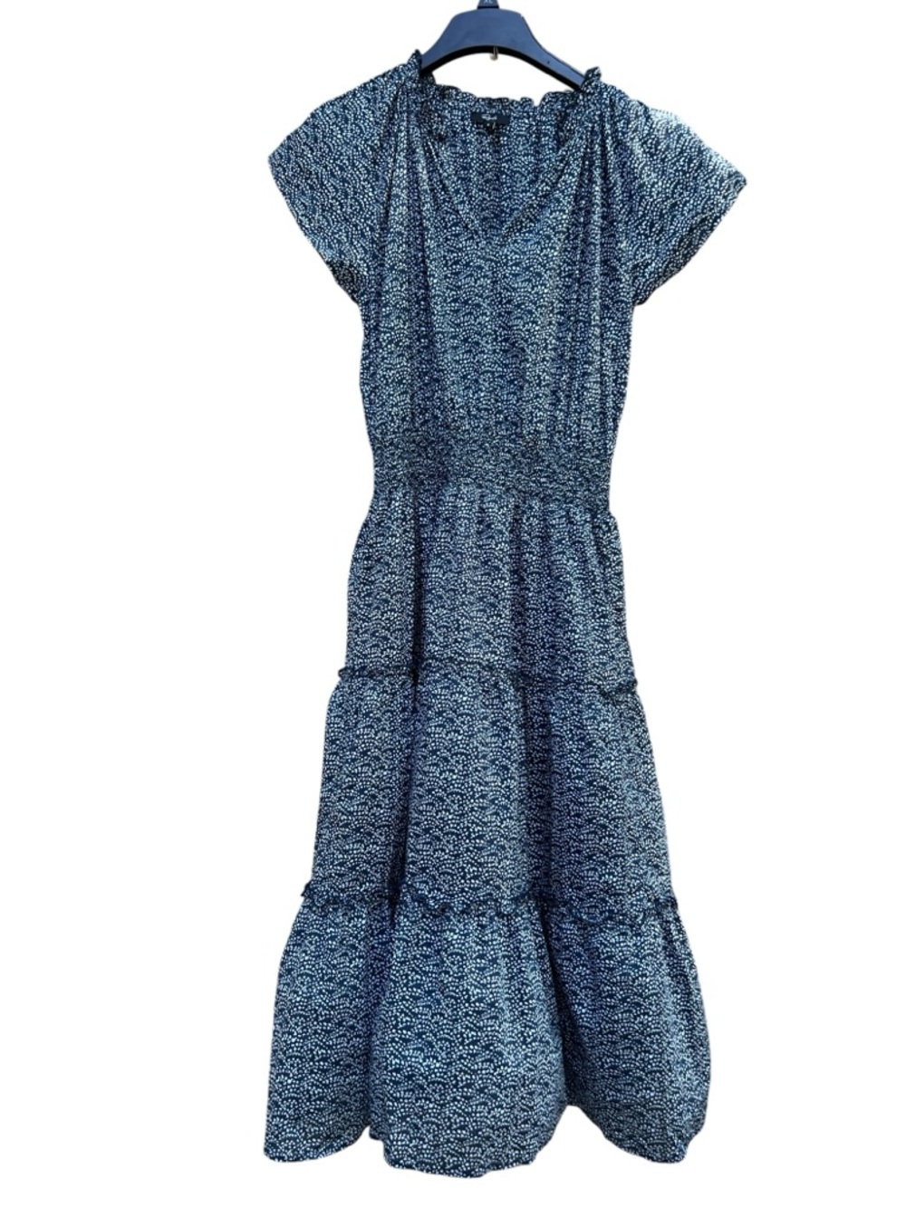 Rails Blue Tiered Midi Floral Print Amellia Costal Cowgirl Dress Sz Small Cotton - Picture 5 of 15